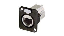 CAT6A Panel Connector, shielded, feedthru, black chassis