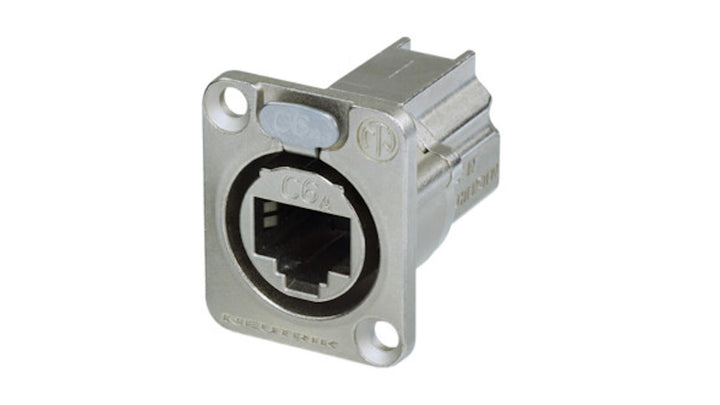 CAT6A Panel Connector, shielded, feedthru, nickel chassis